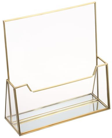 SUMTree Golden Prospekthalter A4 Prospektständer transparenter Glas Prospektaufsteller Broschürenständer für Büro, Theke, Hotel