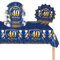 POPOYU 37Pcs Navy Blue Gold 40th Birthday Tableware Set,40th Birthday Napkins Blue and Gold,40th BlueGold Table Cloth,40thBirthday Paper Plates for Him Her Men Women BirthdayGift Party Supplies
