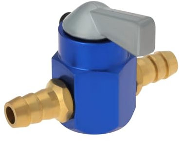 VGOL 1 rubinetto del carburante da 8 mm in metallo in linea per benzina on-off per moto, fuoristrada, scooter, carburante, benzina, gas, carburante, valvola blu