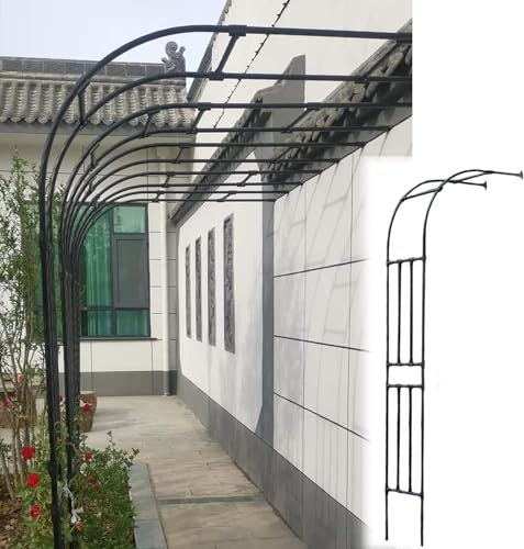 kaileFURN Galvanised Rose Half Arch Garden Arch Metal - Lnder Trellis Stable Rose Archways For Your Garden Beauty And Support(Size:120x240cm/3.9x7.9ft,Color:BLACK)