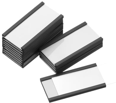 QUARKZMAN Lot de 25 Porte-Étiquettes Magnétiques en Caoutchouc 2 x 1 | en Forme de C, pour Étagères Métalliques Organisation de Bureaux Classeurs