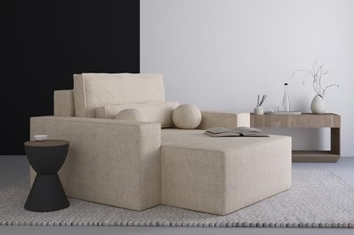 mb-moebel Elegante und Bequeme Chaiselongue Denver für Ihr Wohnzimmer, Liege, Chaiselongue aus Bouclé - Hochwertige Materialien, Modernes Design und Ultimativer Komfort (Beige (Anthology 3))