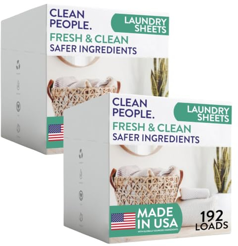 The Clean People Waschmittelblätter, hypoallergene Waschseife, ultra-konzentriert, recycelbare Verpackung, Fleckenbekämpfung, frischer Duft, 384 Stück