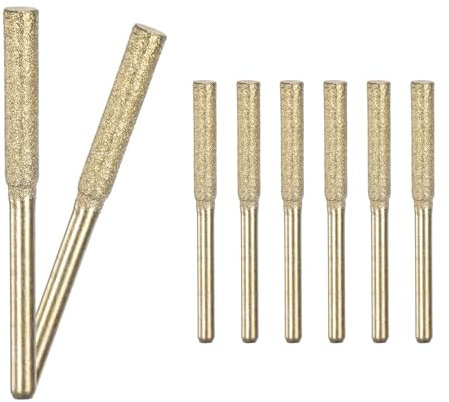 M METERXITY 8-Pack 5/32 Inch Titanium Plated Diamond Chainsaw Sharpener, High Hardness Grinding Stone Chainsaw Sharpening Kit for Electric Chainsaw Sharpener/Stone Carvings [3mm Gold]