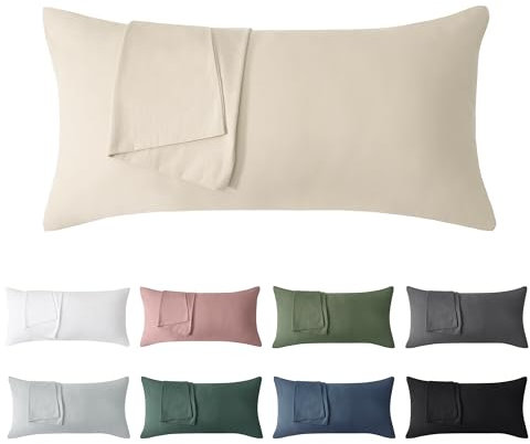 Jellymoni Kissenbezug 30x50 Baumwolle 2er Set Kissenbezüge Beige Oeko-Tex aus 100% Gewaschene Baumwolle Kopfkissenbezug mit Verstecktem Reißverschluss Weich 2 Stück Kissenhülle für Kissen 30x50cm