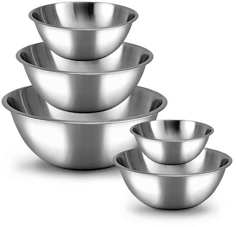 LOFERMA Mixing Bowl Set, Easy-Grip, Stainless Steel Mixing Bowls for Baking, Cooking, Salad & Food Prep – Large, Medium, and Small Metal Nesting Bowls (Stainless Steel)