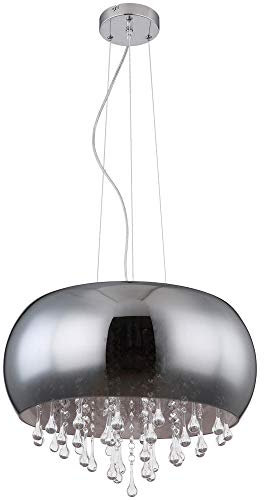Globo Kristall Decken Pendel Leuchte Wohn Ess Zimmer Beleuchtung Chrom Design Hänge Lampe rauch