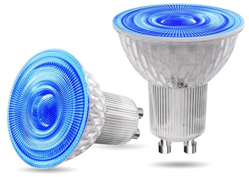 BrightArk GU10 Blaue LED Glühbirnen 5W, MR16 Blaue Farb-Spotlights 50W, MR16 GU10 Halogen-Ersatz 38 Grad Strahlwinkel für Wand-Washer-Lampe Landschaftsbeleuchtung, 2-Stück