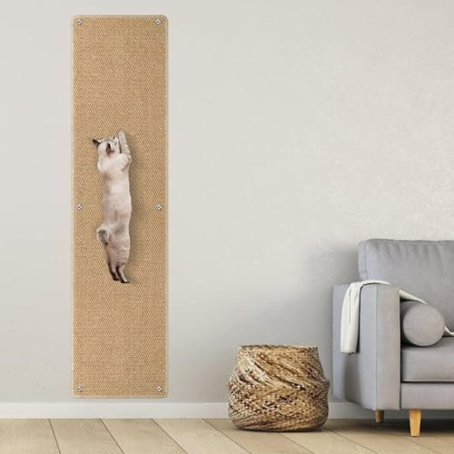 180,3 x 40,1 cm verdickter Katzen-Wand-Kletterteppich, extra große Katzen-Wandkratzmatte, hohe Wandmontage, Kletterkatzenkratzer mit 16 festen Nägeln für Innenmöbel, Couch, Sofaschutz (Kamel)
