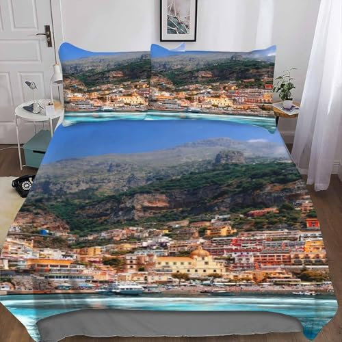 TACOKI Bettwäsche 135x200 Italien, 3D Muster Venedig Bettwäsche Set Weich Kuschelig Mikrofaser Bettbezug mit Reißverschluss Bettbezüge + 2 Kissenbezug 80x80 cm x8101