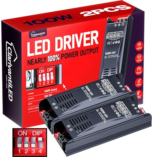 LED Transformer Dimmerabile 12V 100W 8.33A 2PCS Alimentatore stabilizzato switching Trasformatore AC 220v 12v DC Striscia slim faretti Driver alimentatori trasformatori Strisce trafo Luci Power Supply
