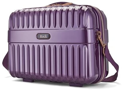 Rock Selene Vanity Hard Shell Vanity Case in Purple - Elegant Design, Removable Shoulder & Suitcase Handle Strap, Metallic Finish with Copper Accents & Lockable Zips - 29x36x19cm 1.2KG