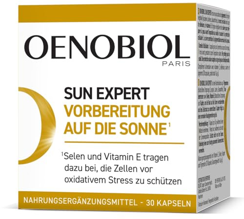Oenobiol Sun Expert Sonnenvorbereitung Kapseln, pflanzlich – Konzentrierter Traubentresterextrakt – Zellschutz – 30 Stück
