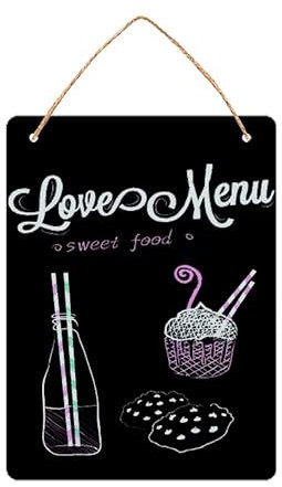 OHYER Kleine Tafel Zum Aufhängen Kreidetafel Message Board-Zeichen Doppelseitige Löschbar Hängende Tafelschilder mit Juteschnur für Menü Geburtstag Bar Buffet Wedding Küchenwand (Vertikal, 17 * 23cm)