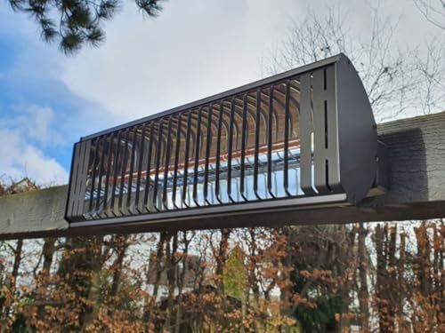 Patio Heater, Ecostrad Heatglo Infared Metal Patio Heater - Black 2kW, Low Glare, Mounted