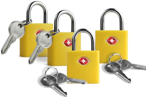 Candados TSA para Equipaje UP Security,Candados para Equipaje Aprobados por la TSA con Llave Igual, Paquete de 4, Candado Pequeño con Llave,Candados con Llave para Maletero, Mochila, Bolsa,Cremallera