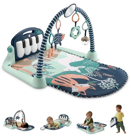 Fisher-Price Gimnasio Piano Kick & Play para Bebé, Navy Fawn