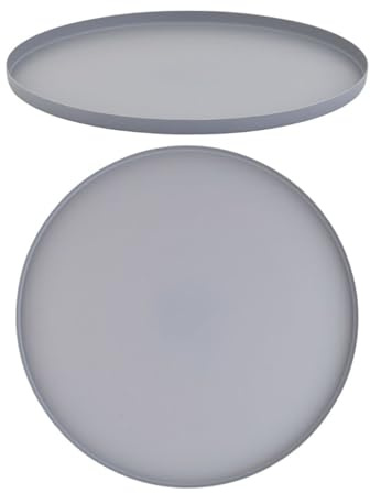Marrakesch Tablett Serviertablett rund 25 cm groß Grau | Servierteller als Dekorative Tischdeko für Küche und Schlafzimmer | Kerzenteller als Weihnachtsdeko für Wohnzimmer oder Zimmer Deko