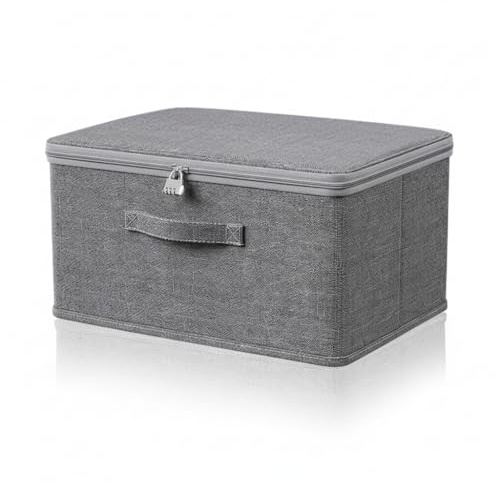 Doukesh Storage Box with Lock, Storage Boxes With Lids Fabric,Combination Lock Box, Fabric Closet Organizer for Clothes, Jeans, T-shirts, Quilts, Sweater (40x30x21cm)