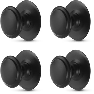 Thfaeyta 4 Pcs Stick On Handles, No Drill Self Adhesive Metal Kitchen Cupboard Knobs Black Bedroom Drawer Knobs Wardrobe Door Handles 38mm x 24mm