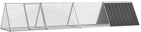 Mhdvray Kaninchenkäfig XXL Kaninchenstall Anthrazit Verzinkter Stahl, 403,5x80,5x71 cm Hasenkäfig für Draußen, Kleintiergehege mit Erweiterungskäfig und Verriegelungssystem