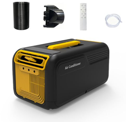 Aire acondicionado portátil 5000BTU, 7-en-1 enfría deshumidifica ventilador noche timer24H, sin ventana/perforaciones, asa para autocaravana, camión, furgoneta, alquiler, mascotas