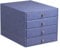 Rhodia 318868C Schubladenbox (mit 4 Schubladen, Griffe aus Metall, Kunstleder, elegant und praktisch, ideal für Ihr Büro oder Ihr zu Hause) 1 Stück, saphirblau