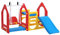 LittleTom Portique pour Petits Enfants 1-4 Ans - Balançoire Toboggan - Parois d'escalade Maison de Jeu avec 3 agrès Rouge Jaune Bleu