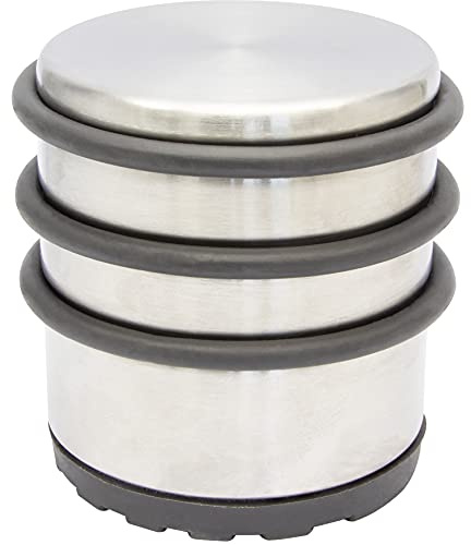 WAGNER Bodentürstopper TOWER - Durchmesser Ø 70 x 70 mm, Industriestahl in Edelstahl-Optik, Softanschlag aus thermoplastischem Kautschuk, schwarz, zum Hinstellen - 15507200