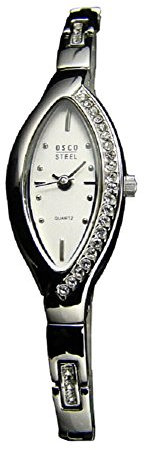 OSCO Edelstahl Damen-Armbanduhr mit Steinen 4059 (Weiss/Silber)
