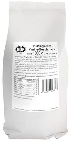 RUF Pudding Vanille, Puddingpulver mit Vanillegeschmack, nur mit Milch und Zucker aufkochen, Großgebinde, glutenfrei, ohne Allergene, 1x1000g