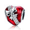 CHENGMEN Jewellery Bow Charm 925 Sterling Silver Beads Charms for Bracelets or Necklace Pendant Love Heart Red Enamel Gifts for Her Women Girls Mum Daughter Wife Nana Girlfriend