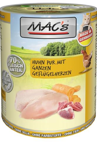 Mac's Katzenfutter getreidefrei Huhn mit ganzen Geflügelherzen, 400 g