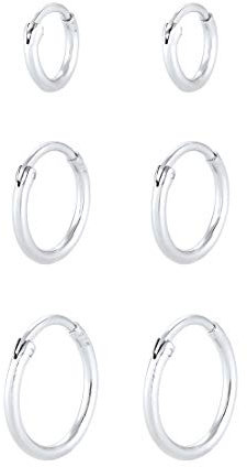 Elli Ohrringe Damen Creolen Set Trio Basic Must-Have Trend in 925 Sterling Silber