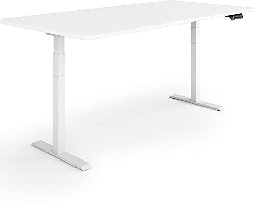 ESMART Germany EZX-132WW 160 x 80 cm Weiß Ergonomischer Steh-Sitz-Schreibtisch Stufenlos elektrisch höhenverstellbar 60,5-125,5 cm 3 x Memory Aktivitätserinnerung Schnelle Montage