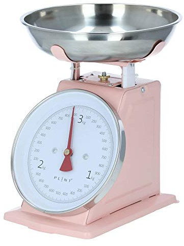 Bilancia da cucina vintage retrò meccanica di fascia alta in metallo color rosa pastello | 3kg precisione 10g | Prodotto in Danimarca