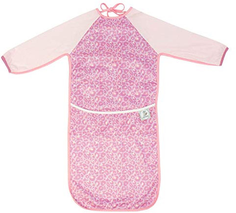 cozy racoon Lätzchen mit Ärmeln für Mädchen im Rosa Leo Design I 6 bis 18 Monate I Pflegeleichte Ärmellätzchen zum Essen und Basteln perfekt geeignet I Größenverstellbar, Abwaschbar, Wasserdicht