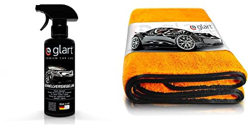 Glart 45SV Auto Lack Schnellversiegelung 500 ml für Autopflege, Motorrad, Wohnmobil, Fahrrad & 44WG Watergate super saugfähiges Auto Mikrofasertuch-Trockentuch, 60x90 cm, orange