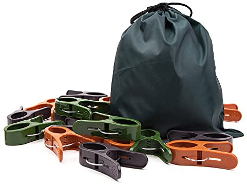 20 Large Camo Pegs Clips Clamps For Den Building, Laundry, Towels, Clothing, Designed For Little Hands Includes Drawstring Bag Red