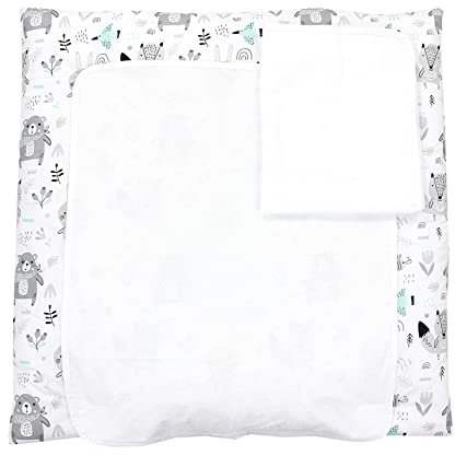 TupTam Baby Wickelauflage inkl. 2 Frotteebezügen ANK019, Farbe: Bären/Füchse/Mint, Größe: 75 x 80 cm