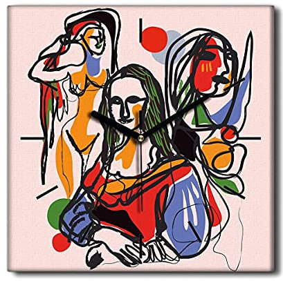 Coloray Uhr auf Leinwand - Schwarze Hände - Lautlos Nicht Tickend 30x30cm Dekoration Wohnzimmer Schlafzimmer Wandgemälde Moderne Kunst Wandkunst - Picasso-Art-Art.