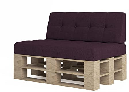 chilly pilley Palettenkissen Palettenauflage Schräg Geschnitten Gesteppt Palettenpolster Gartenkissen Garten Kissen Indoor Outdoorkissen Farben und Größen (Violett, 2er Set)