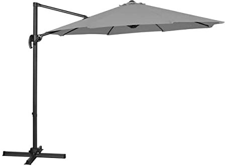 Uniprodo UNI-UMBRELLA-2R300DG-N | Ampelschirm | Sonnenschirm | Dunkelgrau rund Ø 300 cm neig- und drehbar | Gartenschirm | Terrassenschirm | Sonnenschutz für Balkon, Terrasse & Garten | Pendelschirm