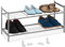 Relaxdays Metall Schuhregal, 2 Ebenen, stapelbar, Flur Schuhgestell HBT 33,5 x 70 x 26 cm, 6 Paar Schuhe, offen, silber