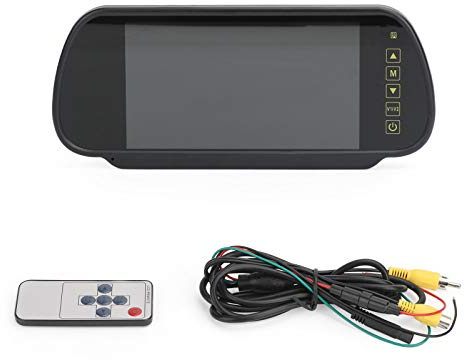Areyourshop 7inch LCD Screen Car Rear View Mirror Monitor TFT Display Car Rear View Sensors Lens Monitor Auto Vehicle Parking Rearview For Reverse HD Two inputs