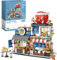 FULHOLPE Japanische Street View Serie Architektur Bausteine, 722 Teile Japan Takoyaki Shop Modellbausatz, DIY Mini Modular Haus Klemmbausteine MOC Bauspielzeugsets für Kinder Erwachsene