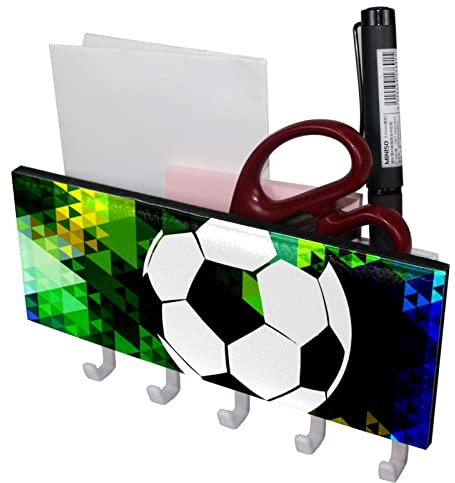 Farbenfroher abstrakter Fußball-Fußball-Schlüsselhalter, Schlüsselhaken, Wandmontage, Garderobe, Briefständer, geeignet für Eingangsbereiche und hinter Türen