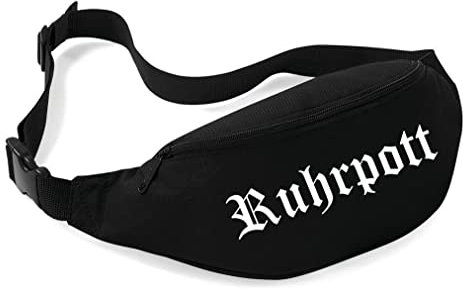 Ruhrpott Bauchtasche | Fussball Tasche - Ruhrgebiet - Hüfttasche - Ruhrpott Geschenke - Bag | Schwarz
