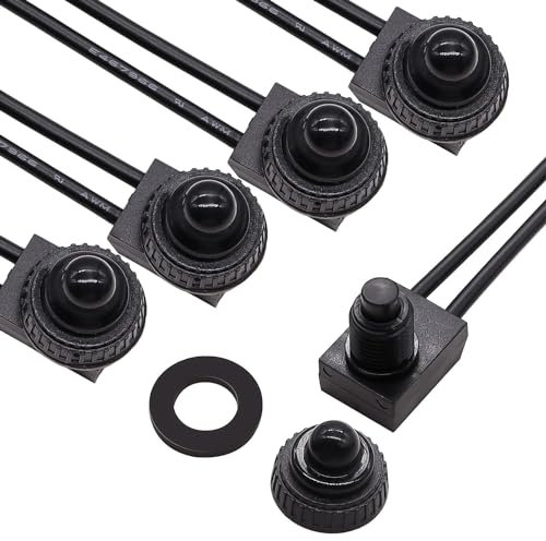 JMELEHW Pulsante 5 interruttore impermeabile 5Pcs interruttore cavo 12V per motocicli/ventole da bagno per auto con cavo 4''