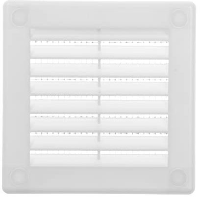 Vent Systems 100 x 100 mm / 4 x 4 Inch White Air Ventilation Grille - Square Plastic Cover with Louvers and Built-in Mesh Screen - Durable and Easy-to-Install Plate for Bathroom, Kitchen, Garage